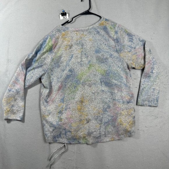 CJ Banks Womens  Pull Over Sweater 2X Grey Blue Pink Yellow Long Sleeve - Picture 2 of 9